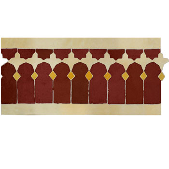 Mosaic House Moroccan tile Zanar 7-11-16 Red,   Beige,   Gold, ochre   solid zellige, mosaic, zellij, border, glaze, traditional, classic 